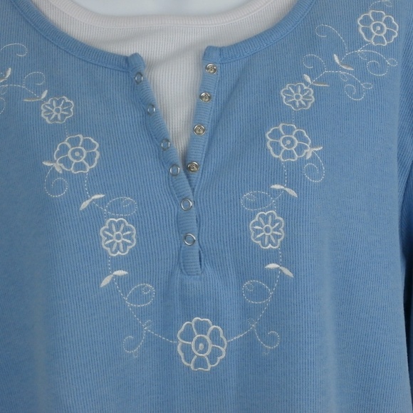 Cottage Street Blue Long Sleeve Tunic Faux Layered - Picture 2 of 3